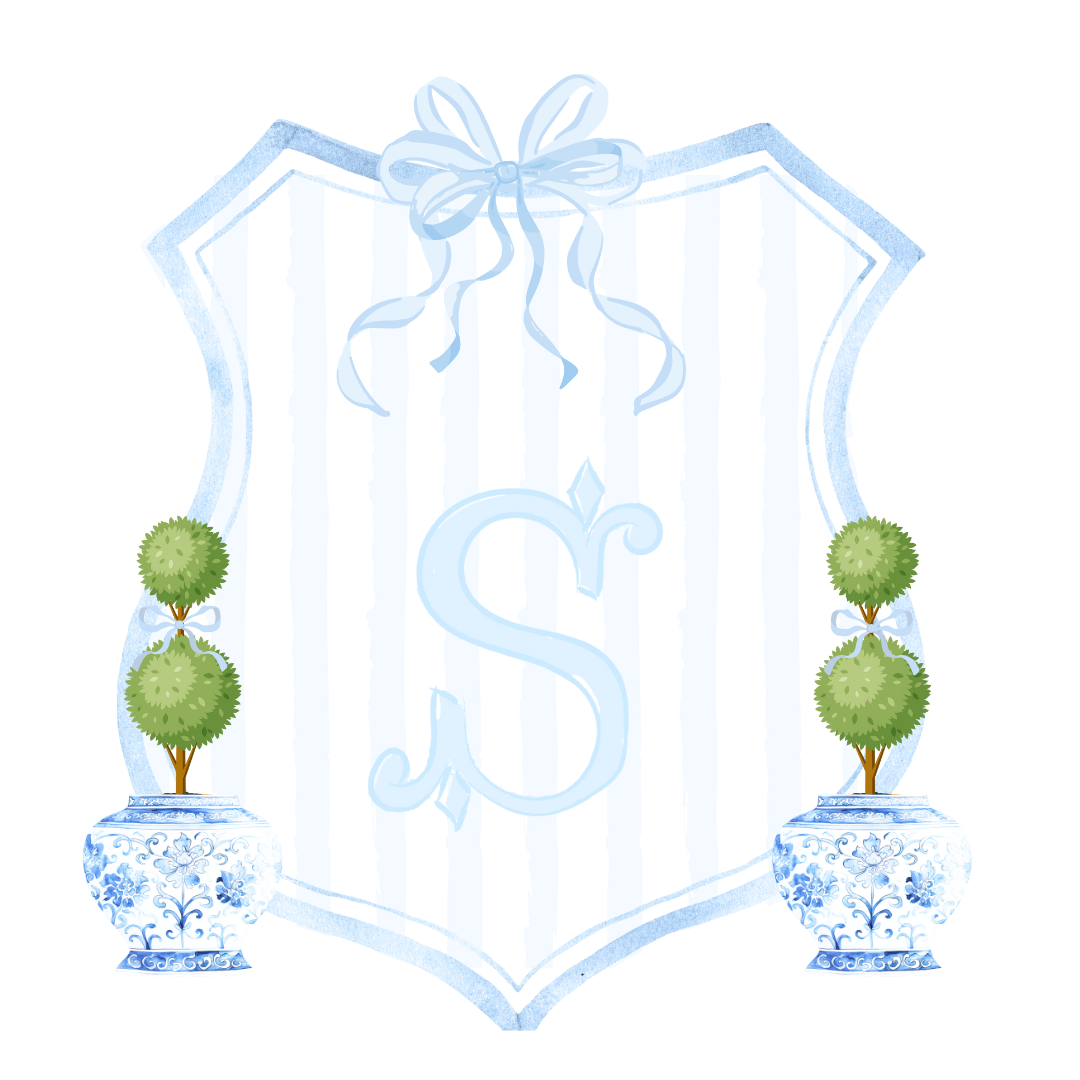Chinoiserie Topiary Crest Gift Tag, Set of 15