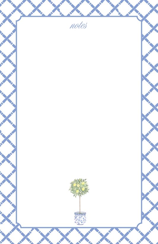 Blue Bamboo and Lemon Topiary Notepad