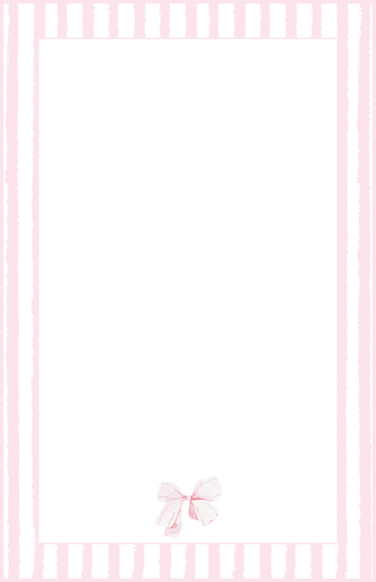 Pink Stripe and Bow Notepad