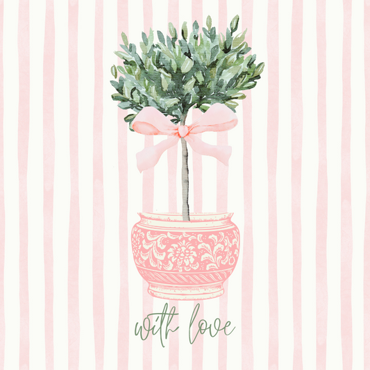 Pink Stripe and Topiary Gift Tag, Set of 15