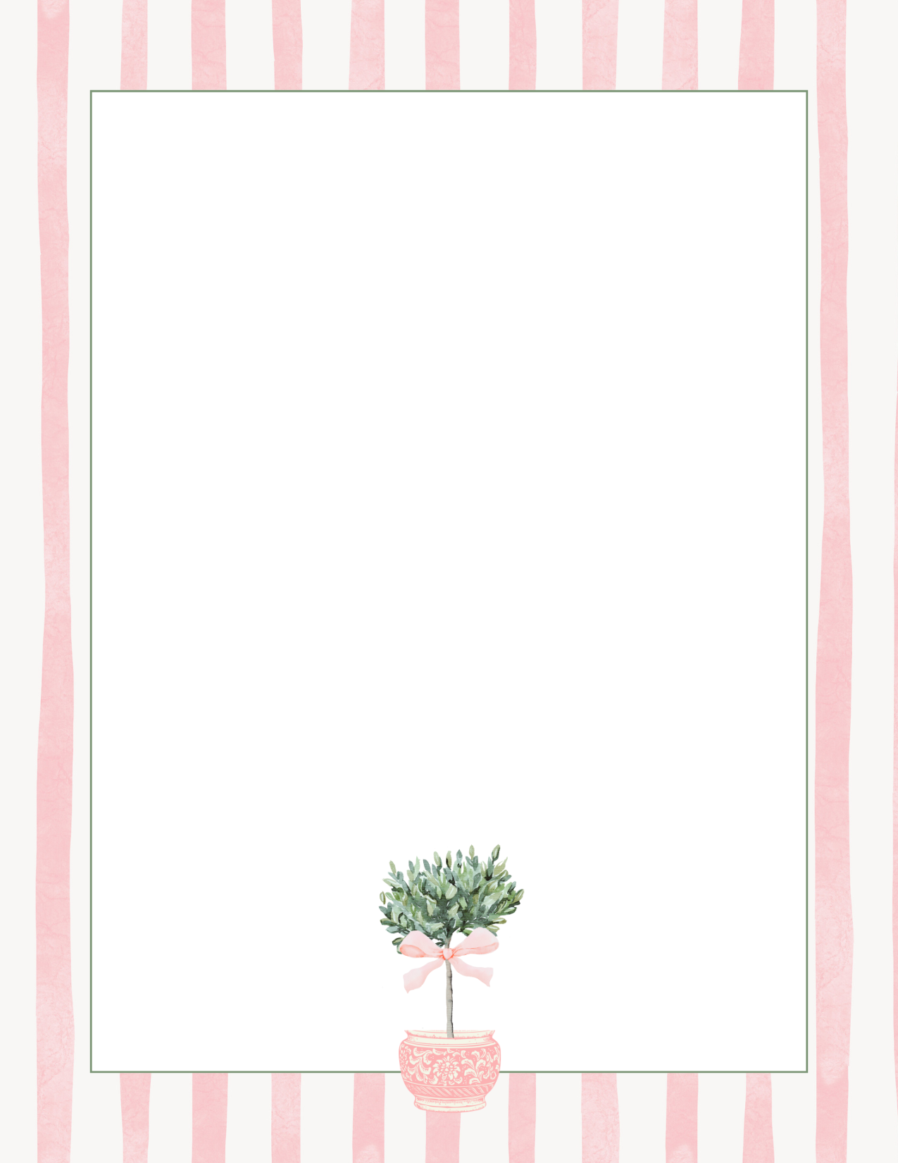 Pink and White Striped Topiary Notepad