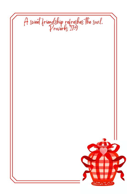 Proverbs 27:9 Red Ginger Jar Notepad